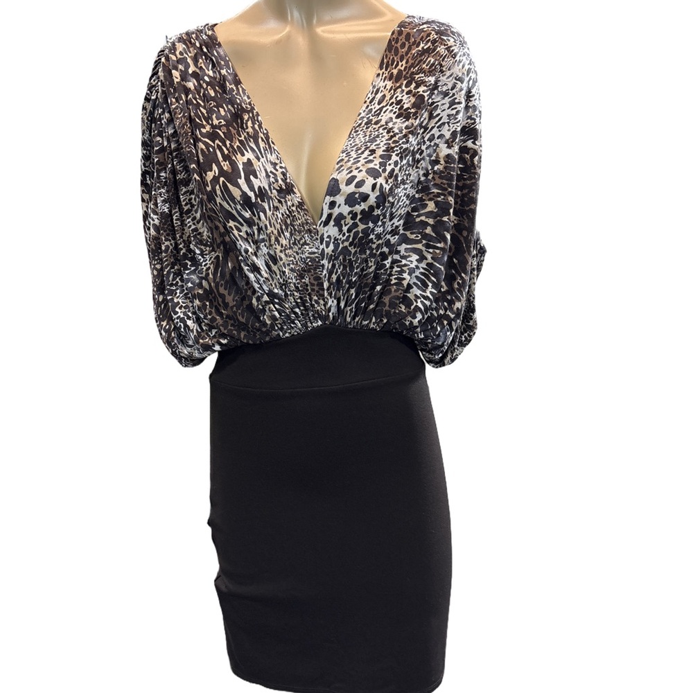 Zara Leopard Print V-Neck Dress